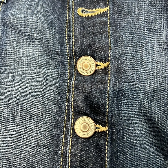 Flying Monkey Womens Denim Dark Wash Button-Up Pocketed Skirt - Picture 6 of 7